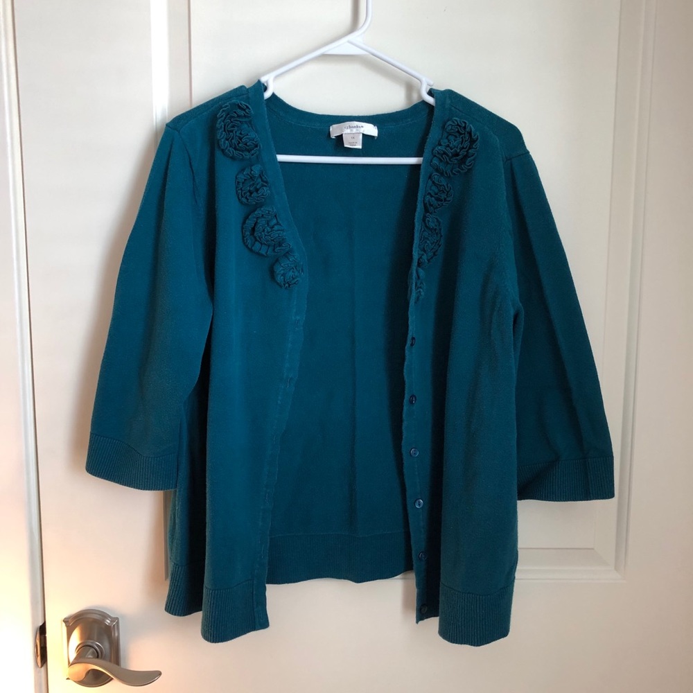 CJ banks short sleeved button up sweater